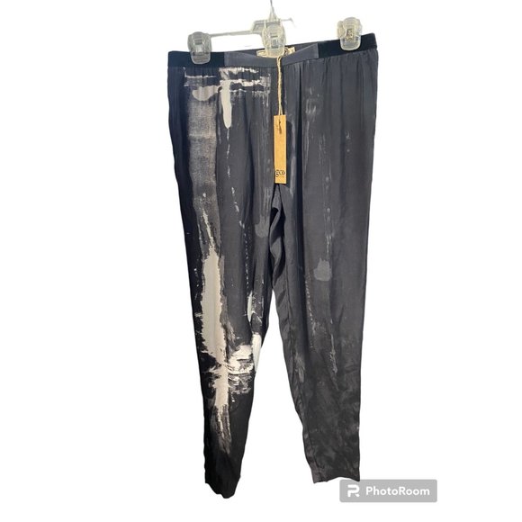 Go by GoSilk Style P276 Dark Cement Print velvet elastic waist zippered ankle Pa - Picture 1 of 6